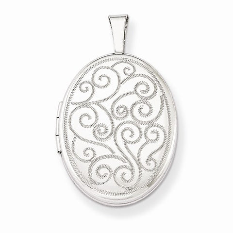 Sterling Silver Swirls 19mm Oval Locket