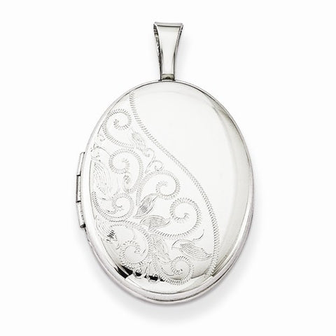 Sterling Silver Swirls 19mm Oval Locket