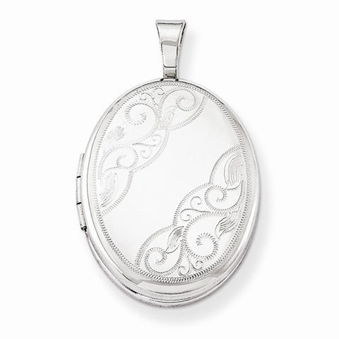 Sterling Silver Side Swirls 19mm Oval Locket