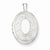 Sterling Silver 19mm Polished and Brushed Leaves Oval Locket