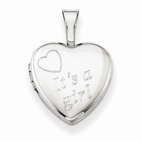 Sterling Silver It's A Girl 12mm Heart Locket
