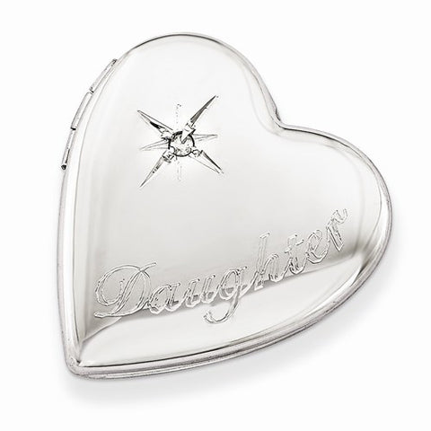 Sterling Silver 20mm Diamond Polished Daughter Heart Slide Pendant, Pendants for Necklace