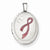 Sterling Silver W/ Enamel Pink Ribbon 19mm Oval Locket