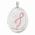 Sterling Silver W/ Enamel Pink Ribbon 34mm Oval Locket