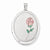 Sterling Silver W/ Enamel Rose 34mm Oval Locket