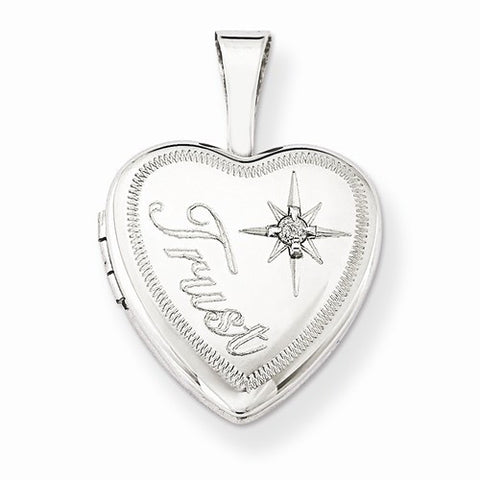 Sterling Silver & Diamond Trust 12mm Heart Locket