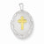 Sterling Silver Gold-Plated Cross W/Scallop Border 19mm Oval Locket