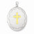 Sterling Silver Gold-Plated Cross w/Scallop Border 34mm Oval Locket