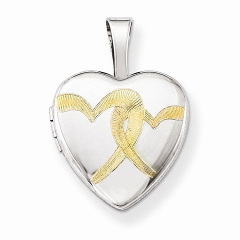 Sterling Silver Gold-Plated Linked Hearts 12mm Heart Locket