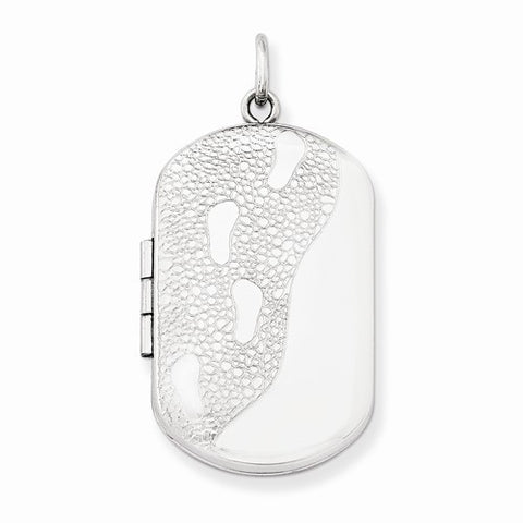 Sterling Silver Footprints Rectangular Locket