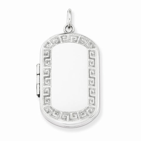 Sterling Silver Greek Key Border Rectangular Locket