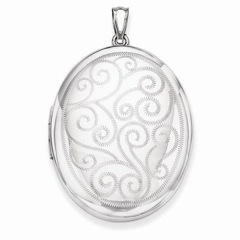 Sterling Silver Swirls 34mm Oval Locket