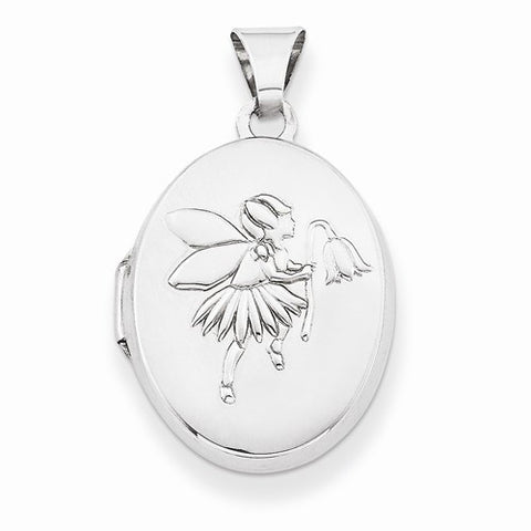 Sterling Silver Fairy 17mm 2-Frame Oval Locket