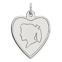 Sterling Silver Engraveable Girl Disc Charm hide-image