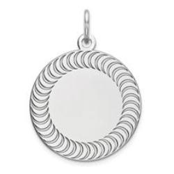 Sterling Silver Engraveable Round Patterned Disc Charm hide-image