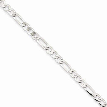 Sterling Silver Polished Flat Figaro Chain