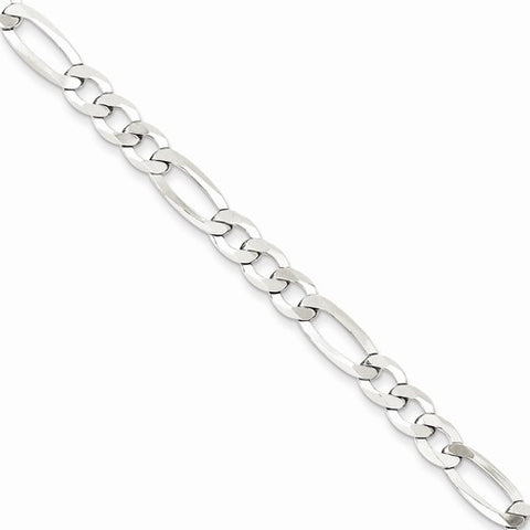 Sterling Silver Polished Flat Figaro Chain Bracelet