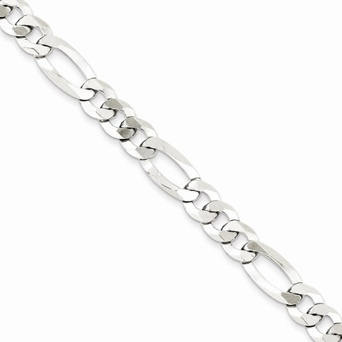 Sterling Silver Polished Flat Figaro Chain Bracelet