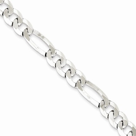 Sterling Silver Polished Flat Figaro Chain Bracelet