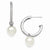 Sterling Silver 10-11 mm White Shell Pear CZ Hoop Earrings