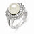 Sterling Silver Majestik 10-11mm White Shell Pearl & CZ Ring