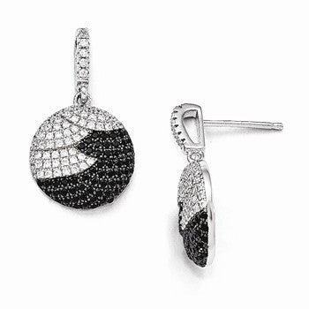 Sterling Silver CZ Circle Dangle Post Earrings