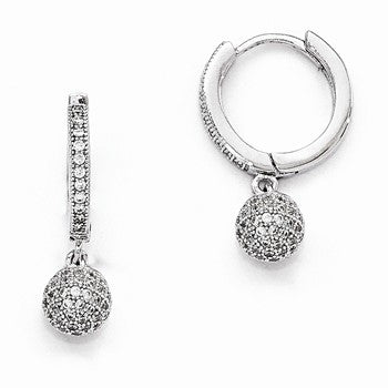 Sterling Silver CZ Rhodium Polished Earrings