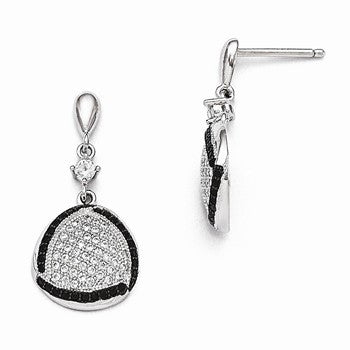 Sterling Silver CZ Triangle Dangle Post Earrings