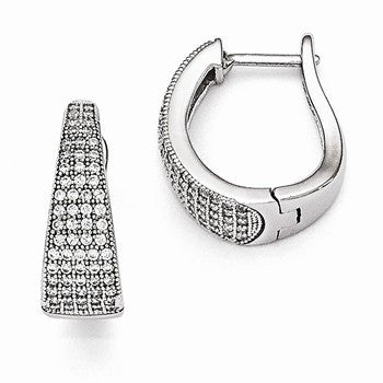 Sterling Silver CZ Polished Hinged Hoop Earrings
