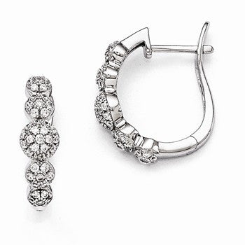 Sterling Silver CZ Hinged Hoop Earrings
