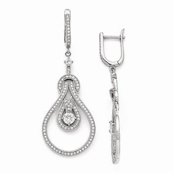 Sterling Silver CZ Hinged Hoop Earrings