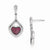 Sterling Silver Red White CZ Heart Dangle Post Earrings