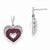 Sterling Silver White Red CZ Polished Heart Earrings