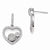 Sterling Silver CZ Polished Heart Dangle Post Earrings