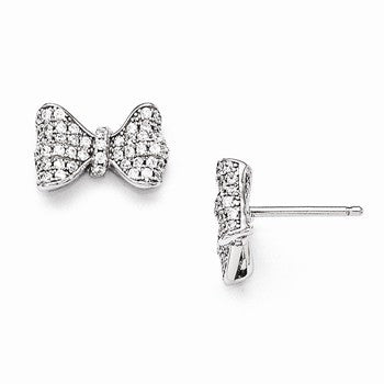 Sterling Silver CZ Bow Post Earrings