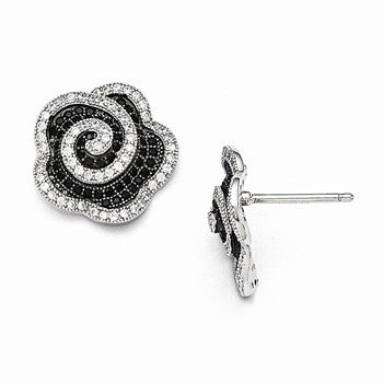 Sterling Silver CZ Flower Post Earrings