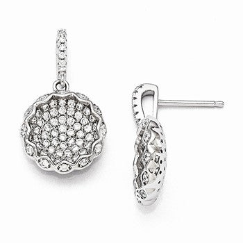 Sterling Silver CZ Dangle Post Earrings