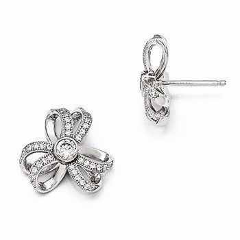 Sterling Silver CZ Flower Post Earrings