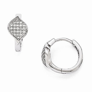 Sterling Silver CZ Rhodium Hoop Earrings