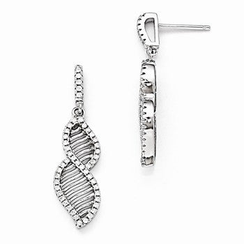 Sterling Silver CZ Dangle Post Earrings