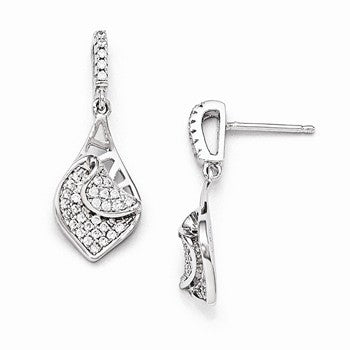 Sterling Silver CZ Dangle Post Earrings