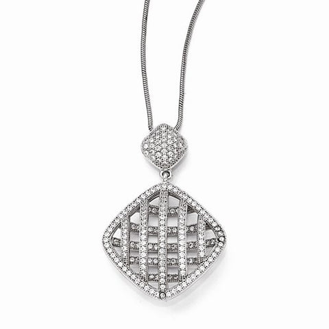 Sterling Silver & CZ Polished Pendant Necklace