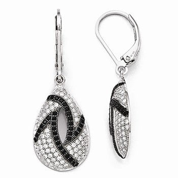 Sterling Silver CZ Teardrop Leverback Earrings