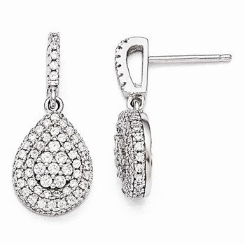 Sterling Silver CZ Dangle Post Earrings