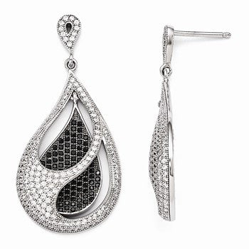 Sterling Silver CZ Teardrop Dangle Post Earrings