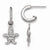 Sterling Silver CZ Fleur De Lis Dangle Post Earrings