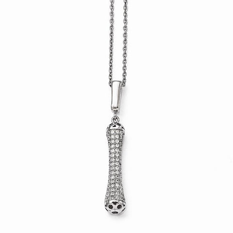 Sterling Silver & CZ Polished Fancy Pendant Necklace