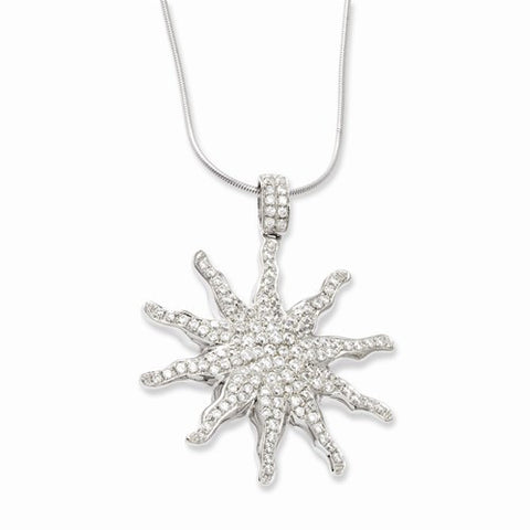 Sterling Silver & CZ Sun Pendant Necklace