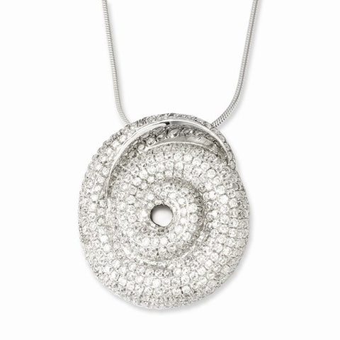 Sterling Silver & CZ Swirl Pendant Necklace