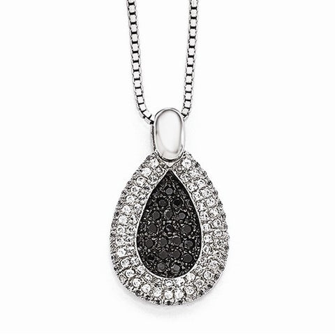 Sterling Silver & CZ Teardrop Pendant Necklace
